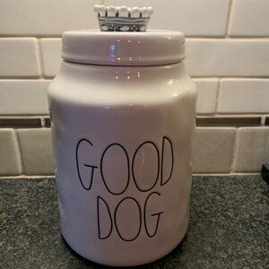 Rae Dunn “Good Dog” Treat Jar Canister w/Crown Handle 9”